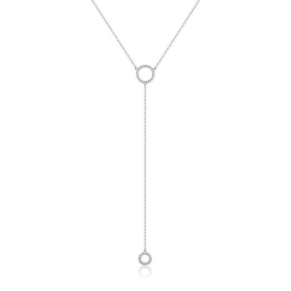 925 Silver Single Zirconium Geometric Lady Necklace With Diamond Design