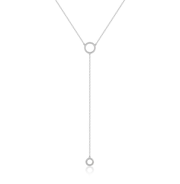 925 Silver Single Zirconium Geometric Lady Necklace With Diamond Design