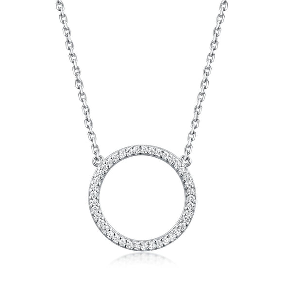 925 Silver Single Zirconium Geometric Lady Necklace With Diamond Design