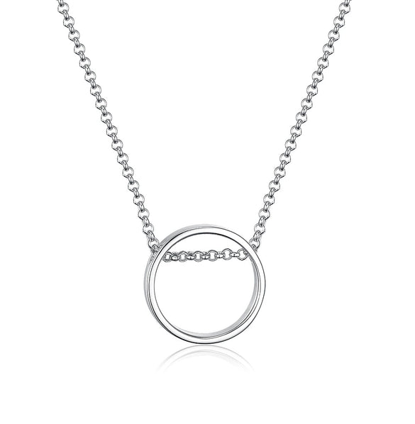 925 Silver Single Zirconium Geometric Lady Necklace With Diamond Design