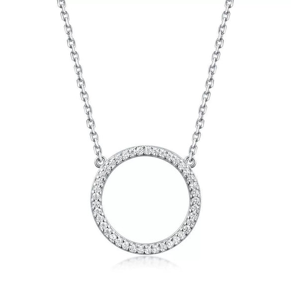 925 Silver Single Zirconium Geometric Lady Necklace With Diamond Design