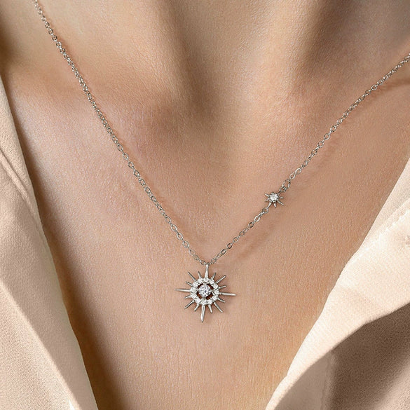 Silver Sixpointed Star Pendant Clavicle Chain With Electroplating Made Of S925 Sterling Silver For Women