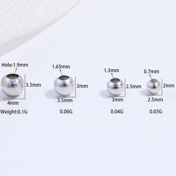 Silver Smooth Silicone Round Beads Electroplated Loose Beads For Bracelet Necklace