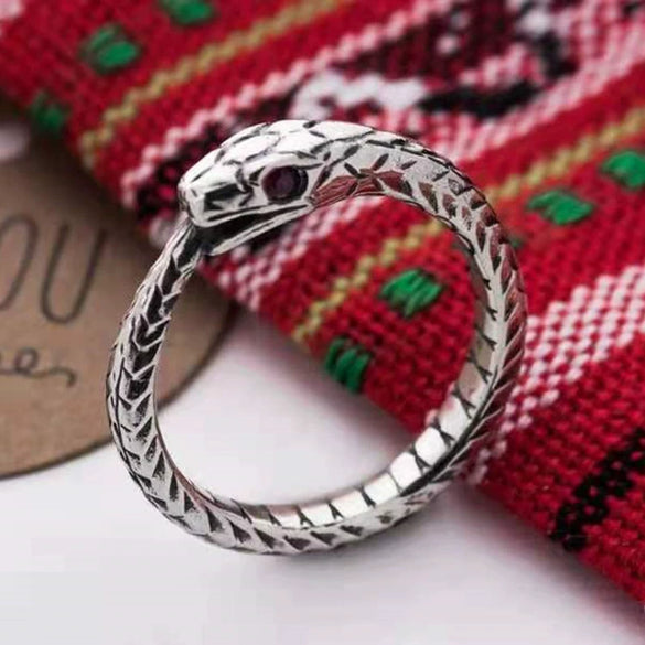Silver Snake Scale Ring Jewelry With Animal Zodiac Pattern And Electroplating Process