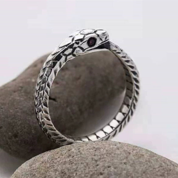 Silver Snake Scale Ring Jewelry With Animal Zodiac Pattern And Electroplating Process