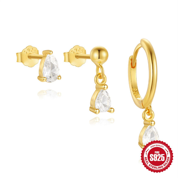 925 Silver Stacking Style Asymmetric Star Moon Lightning Eight Mans Star Pearl Tassel Earrings With Electroplating