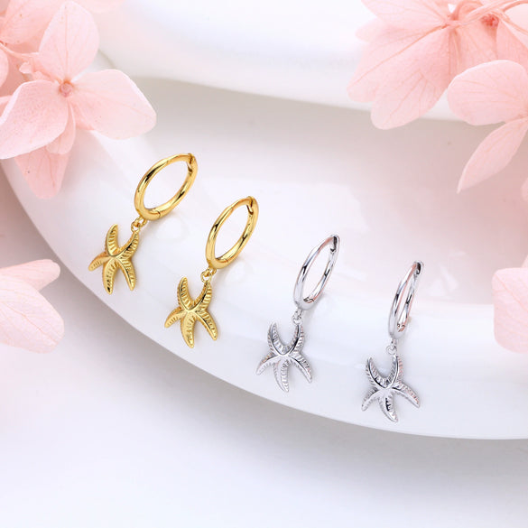Silver Starfish Fashion Women's Earrings
