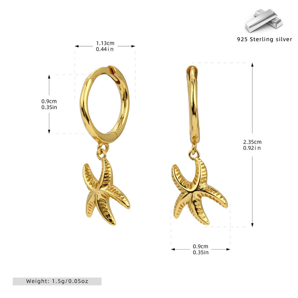 Silver Starfish Fashion Women's Earrings
