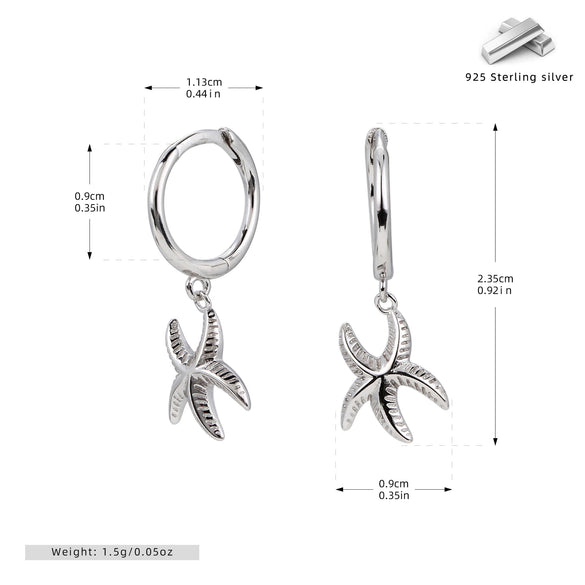 Silver Starfish Fashion Women's Earrings