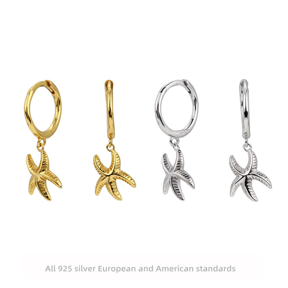 Silver Starfish Fashion Women's Earrings