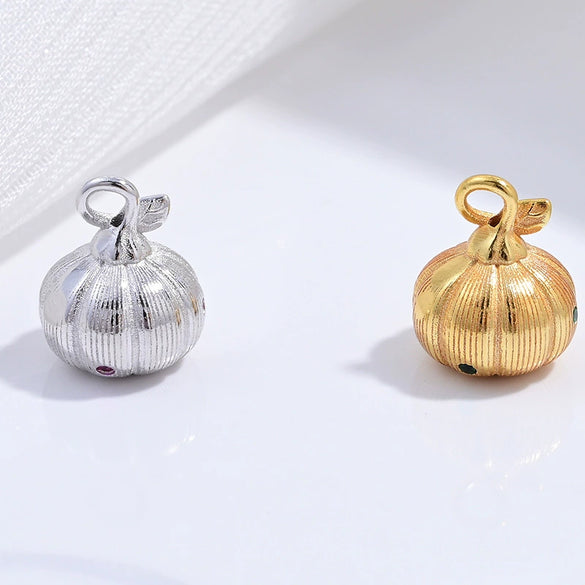 Silver 925 Sterling Geometric Pumpkin Pendant Diy Beaded Crystal Pearl Bracelet With Zirconia