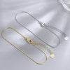 Silver 925 Sterling Simple Round Snake Bone Chain Bracelet With Geometric Pattern Electroplated For Women