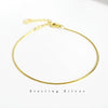 Silver 925 Sterling Simple Round Snake Bone Chain Bracelet With Geometric Pattern Electroplated For Women