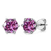 Silver Synthetic Moissanite Round Classic Sixclaw Earrings