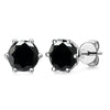 Silver Synthetic Moissanite Round Classic Sixclaw Earrings