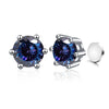 Silver Synthetic Moissanite Round Classic Sixclaw Earrings