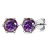 Silver Synthetic Moissanite Round Classic Sixclaw Earrings