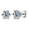Silver Synthetic Moissanite Round Classic Sixclaw Earrings