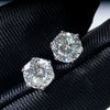 Silver Synthetic Moissanite Round Classic Sixclaw Earrings