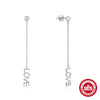 Silver Triangular Letter Love Geometric Tassel Long Chain Ear Line Earrings For Women