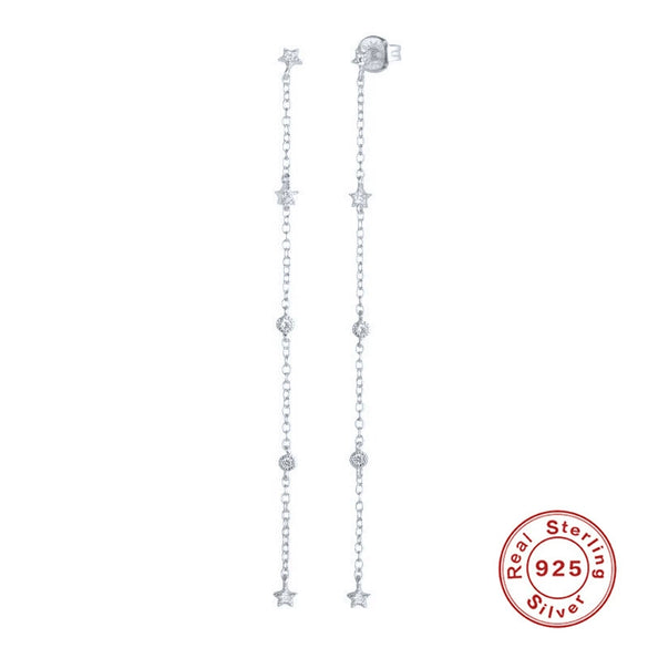 Silver Triangular Letter Love Geometric Tassel Long Chain Ear Line Earrings For Women