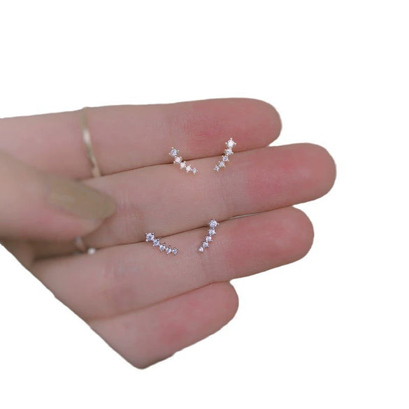 Silver Women's Constellation Pattern Diamond Earrings