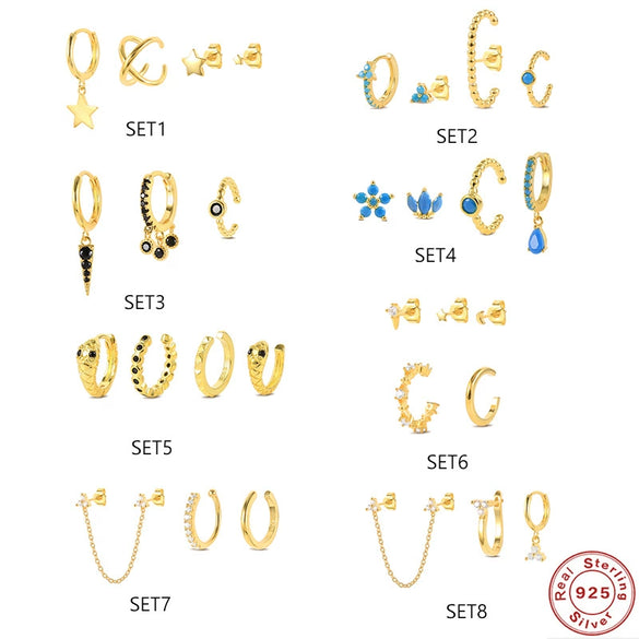 925 Silver Women's Geometric Earrings With Electroplating Treatment
