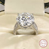 925 Silver Women's Moissanite Double Row Drill Four Claws Ring With Geometric Design And Electroplating