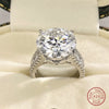 925 Silver Women's Moissanite Double Row Drill Four Claws Ring With Geometric Design And Electroplating