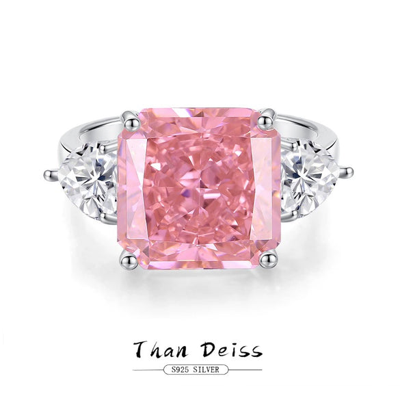 925 Silver Women's Square Geometric Diamond Cut Ring