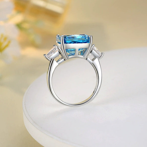 925 Silver Women's Square Geometric Diamond Cut Ring