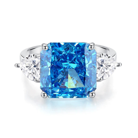 925 Silver Women's Square Geometric Diamond Cut Ring