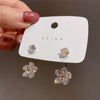 925 Silver Zircon Flower Earrings For Women Elegant Personality All Match Fashion Niche Light Luxury Style