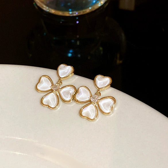925 Silver Zircon Flower Earrings For Women Elegant Personality All Match Fashion Niche Light Luxury Style