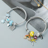 Silvertone Adjustable Alloy Wire Bracelet With Heartshaped Pendant And Diamond Detail Electroplated Simple Unisex Jewelry
