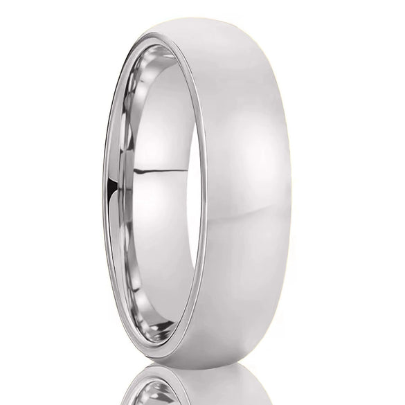 Silvertone Tungsten Steel Ring With Curved Polished Finish Minimalist Geometric Unisex Jewelry