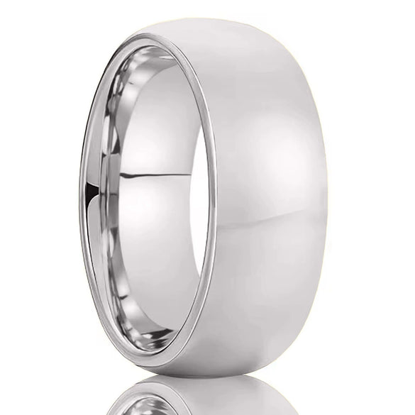 Silvertone Tungsten Steel Ring With Curved Polished Finish Minimalist Geometric Unisex Jewelry