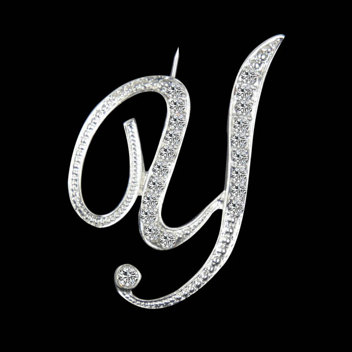 Simple 26 English Alphabet Diamond Brooch Wholesale