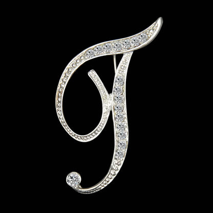 Simple 26 English Alphabet Diamond Brooch Wholesale