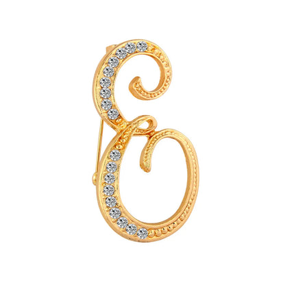 Simple 26 English Alphabet Diamond Brooch Wholesale