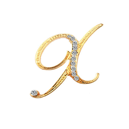 Simple 26 English Alphabet Diamond Brooch Wholesale