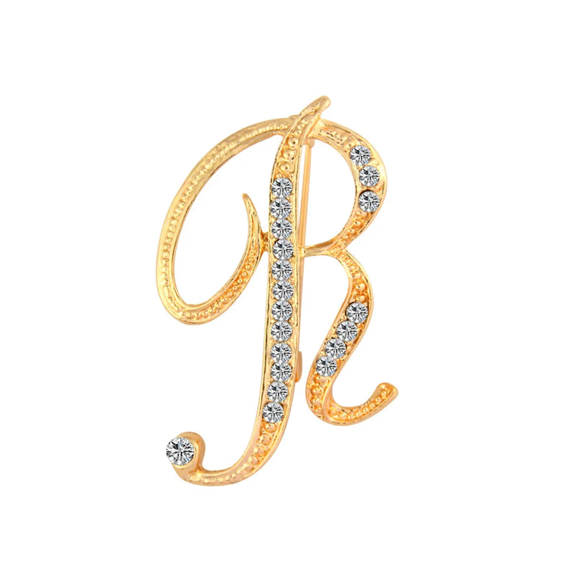 Simple 26 English Alphabet Diamond Brooch Wholesale