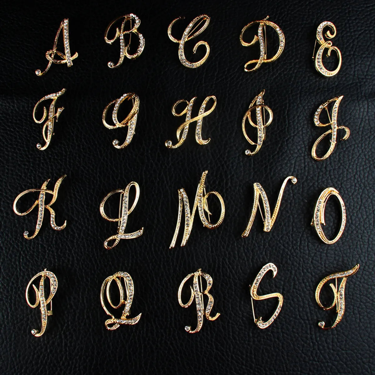 Simple 26 English Alphabet Diamond Brooch Wholesale