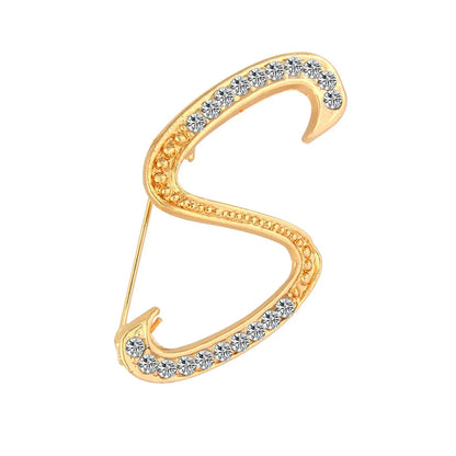 Simple 26 English Alphabet Diamond Brooch Wholesale