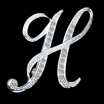 Simple 26 English Alphabet Diamond Brooch Wholesale