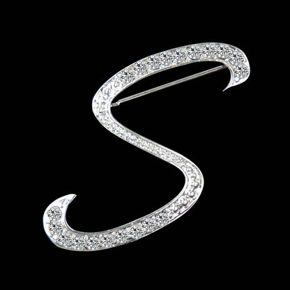 Simple 26 English Alphabet Diamond Brooch Wholesale