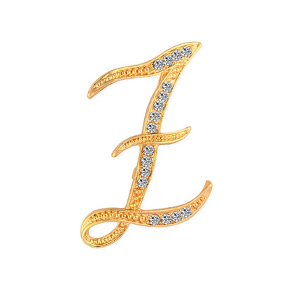 Simple 26 English Alphabet Diamond Brooch Wholesale