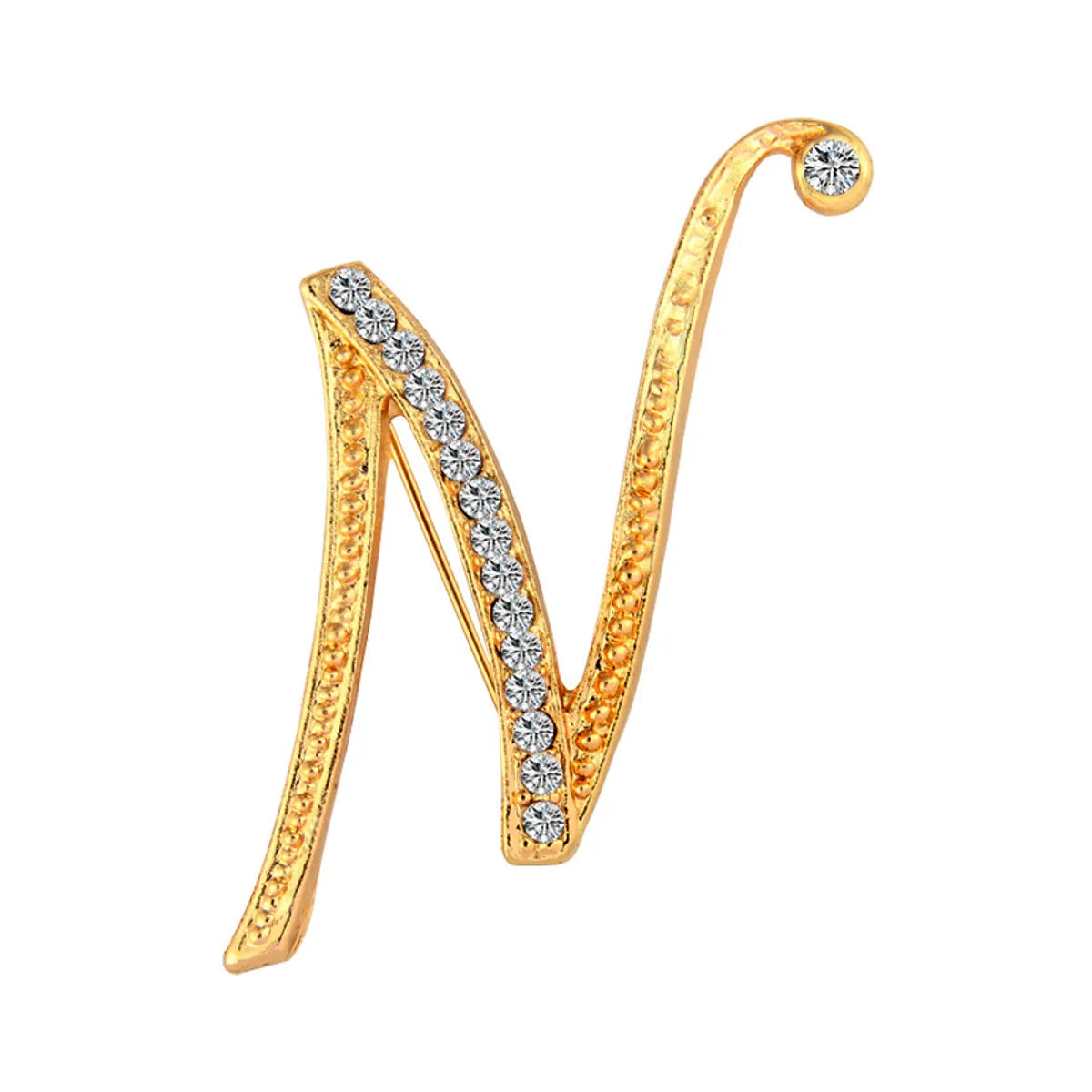 Simple 26 English Alphabet Diamond Brooch Wholesale