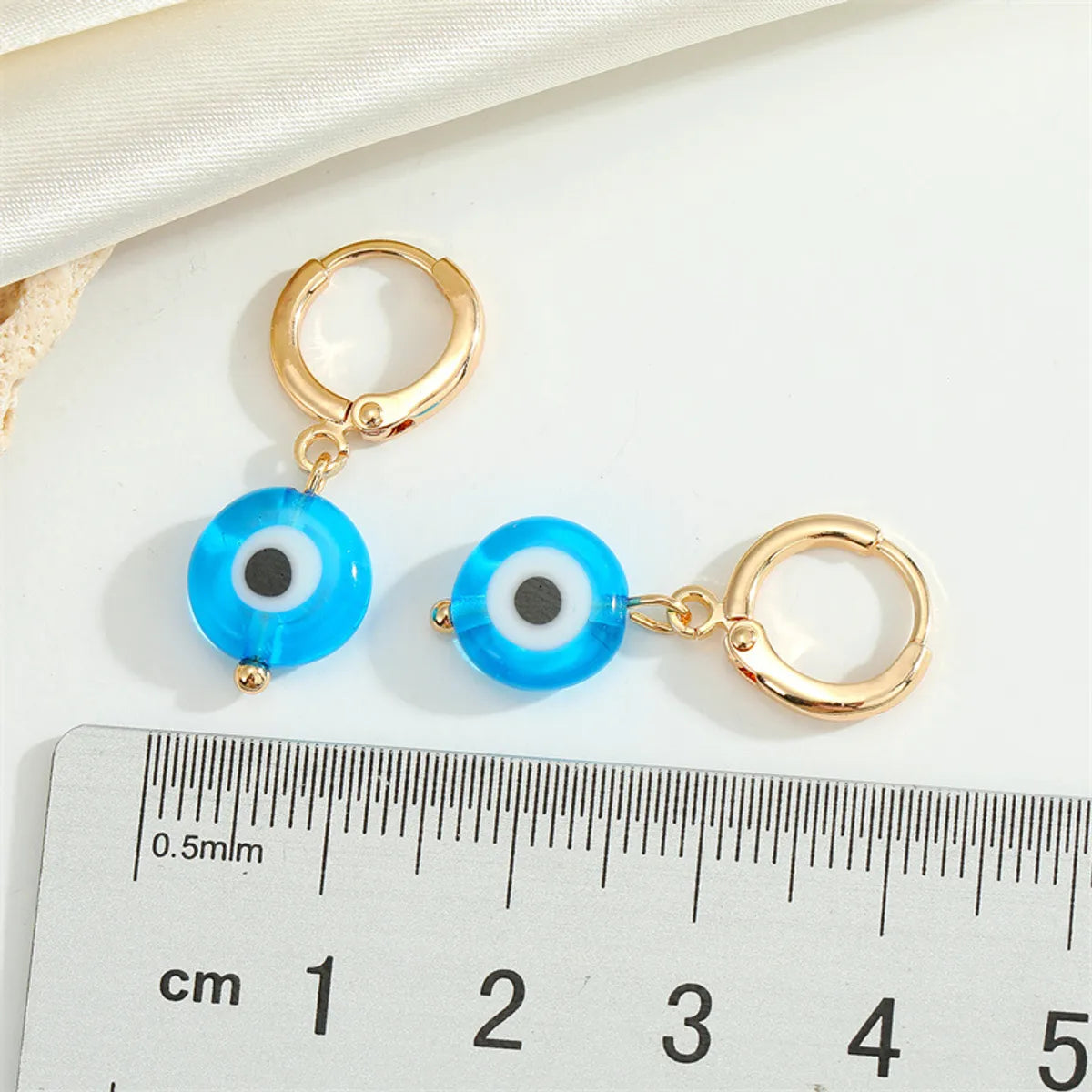 Simple Acrylic Round Demon Eye Turkish Eye Pendant Metal Earring Cross-border