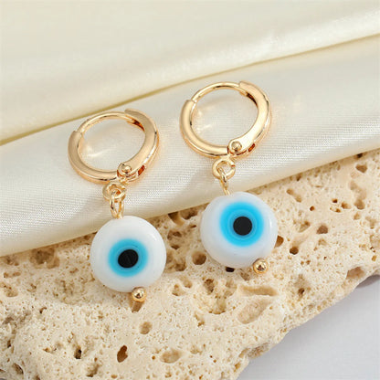 Simple Acrylic Round Demon Eye Turkish Eye Pendant Metal Earring Cross-border